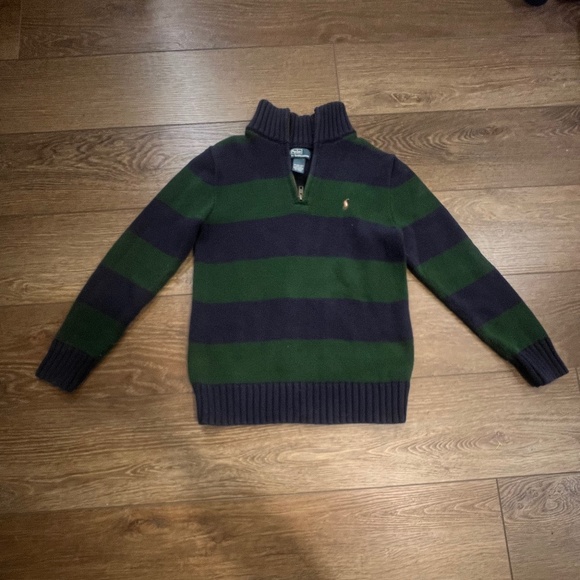 Polo Ralph Lauren Other - Polo Ralph Lauren Boy's Quarter Zip Striped Sweater, Blue/Green Stripes, 10-12